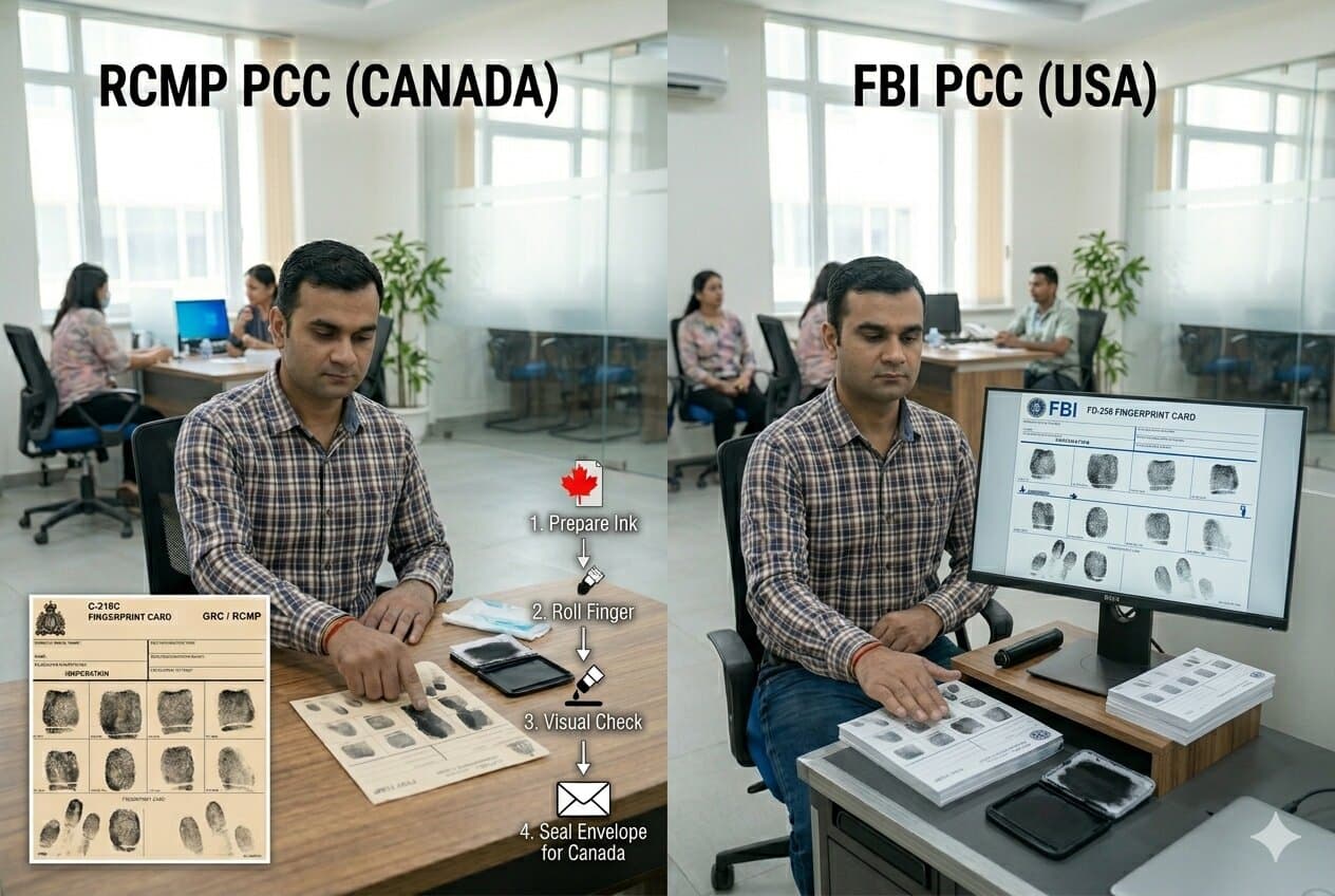 RCMP PCC vs FBI PCC — Which One Do You Need for Canada Immigration? (2025) — fingerprinting immigration guide by PCC Police Check India