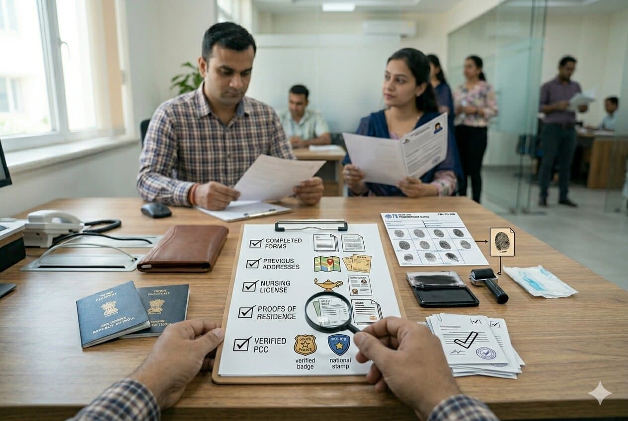 FBI PCC for Nurses in India — NCLEX, NNAS & Provincial Nursing Licensing Guide (2025) — fingerprinting immigration guide by PCC Police Check India